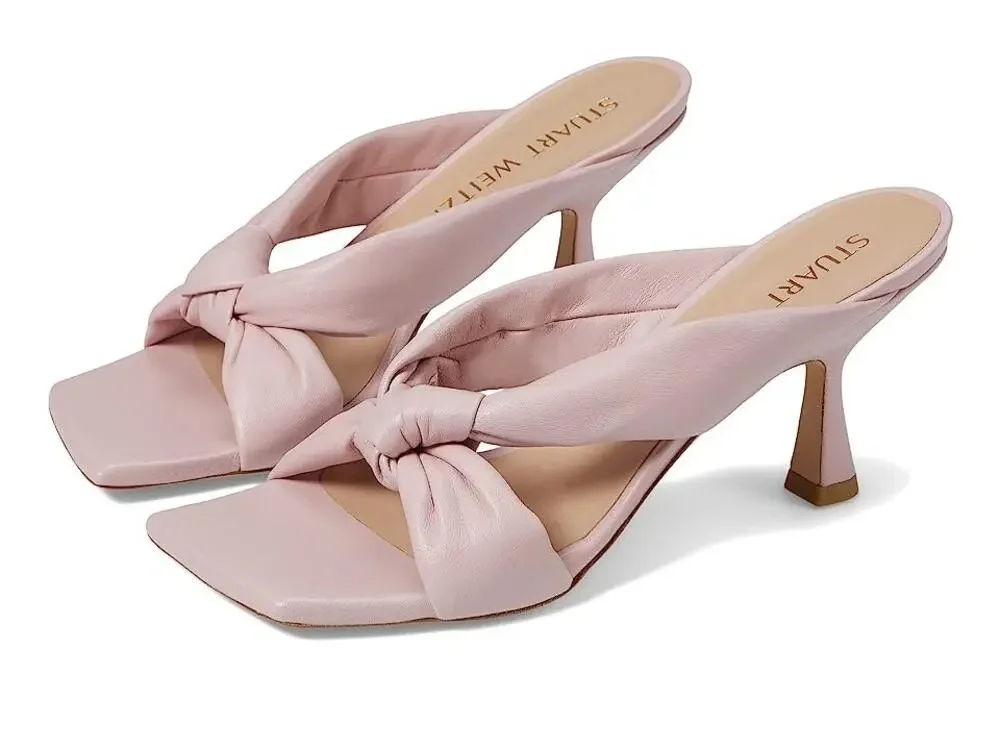 Stuart Weitzman Womens Playa 75 Knot Sandals US 6 M EU 36.5 Pink Leather EUC